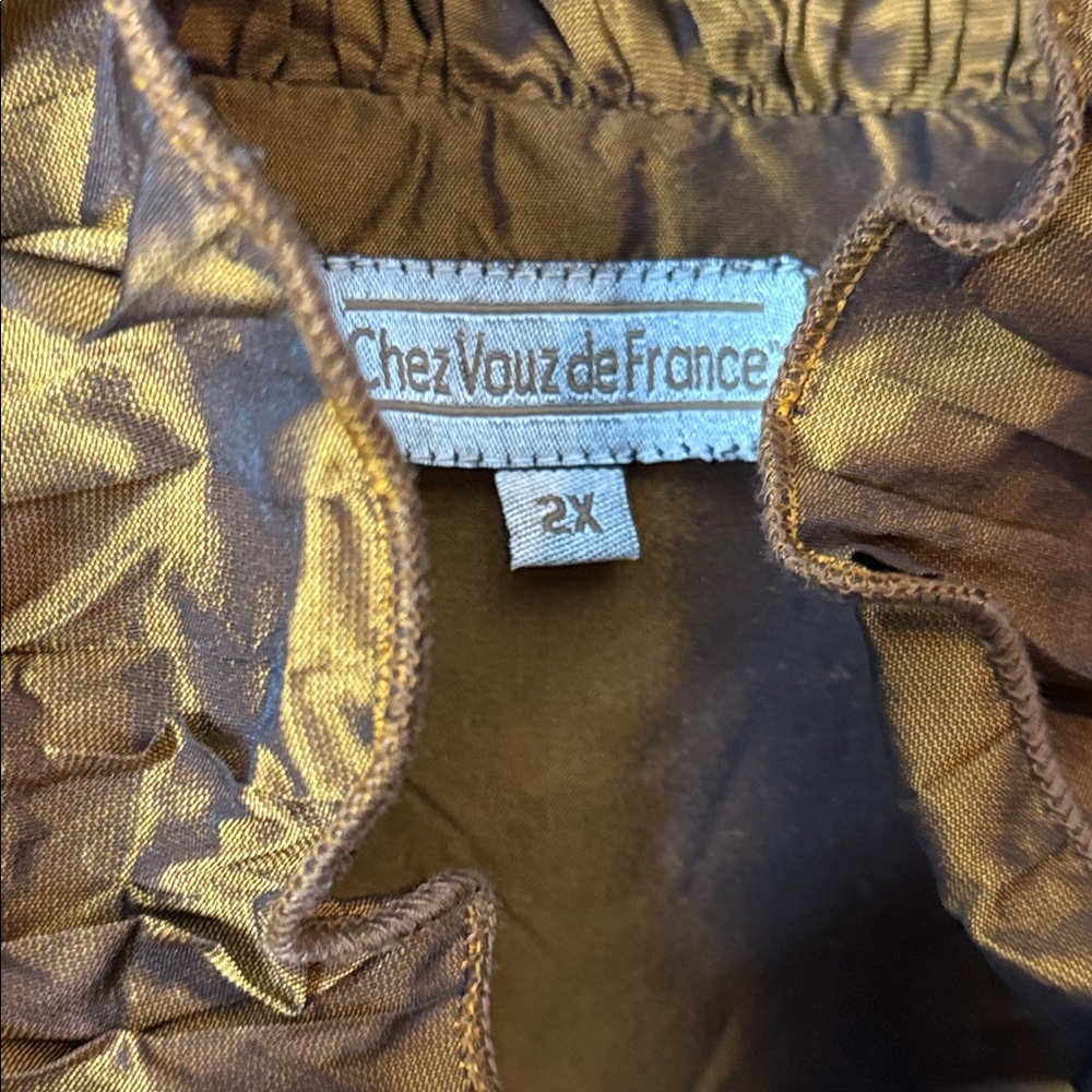 Chez Vouz de France Bronze Ruffled Coat Dress Ruffled Victorian 2X - Picture 2 of 5